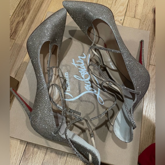Christian Louboutin TOERLESS MUBE 100 GLITTER LUMINOR EU 40.5 - Picture 7 of 11